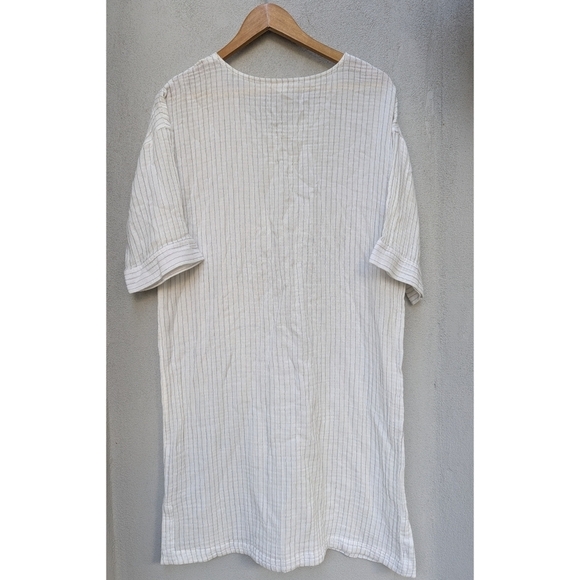 Eileen Fisher Organic Cotton Gauze Striped Dress - Minimalist Lounge Comfy - M - Picture 4 of 9